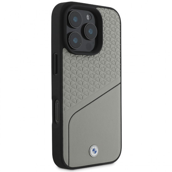 BMW BMHMP16L23RDCLG iPhone 16 Pro 6.3" gray hardcase Sign Leather Textured and Line MagSafe
