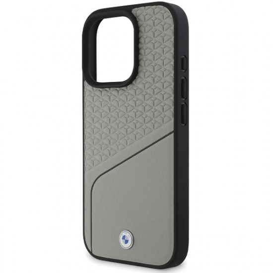 BMW BMHMP16L23RDCLG iPhone 16 Pro 6.3" gray hardcase Sign Leather Textured and Line MagSafe