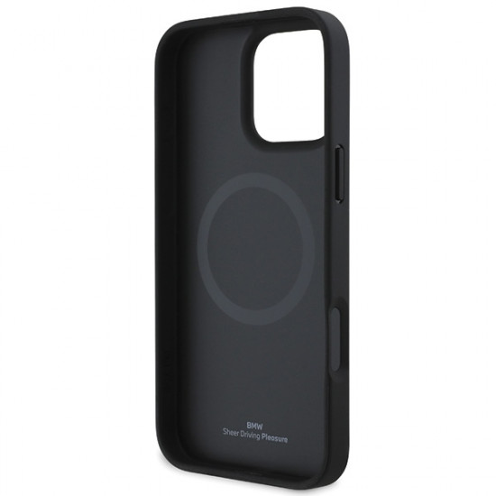 BMW BMHMP16L23RDCLG iPhone 16 Pro 6.3" gray hardcase Sign Leather Textured and Line MagSafe