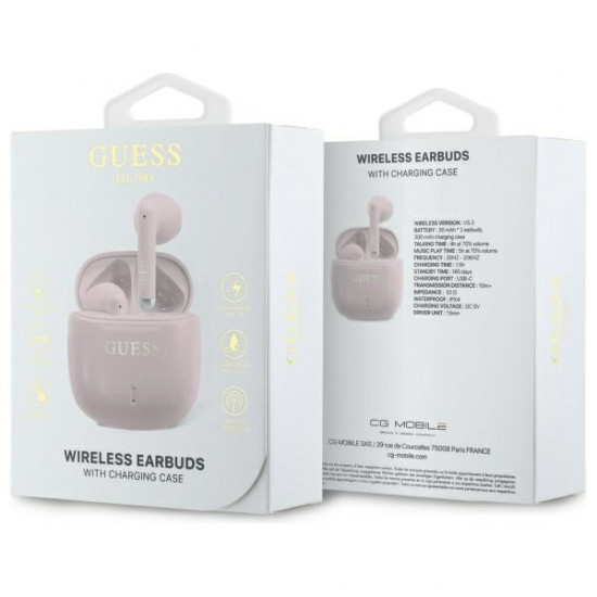 Guess Bluetooth headphones GUTWSJ14ESGP TWS + docking station pink Printed Classic Logo