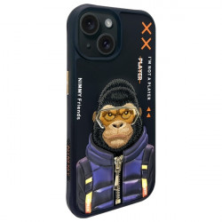 Nimmy Case iPhone 15 6.1" black Cool&amp;Cute 2.0 Monkey