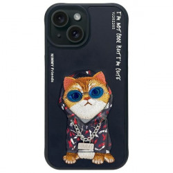 Nimmy case iPhone 15 6.1" black/black Glasses Cool Cat