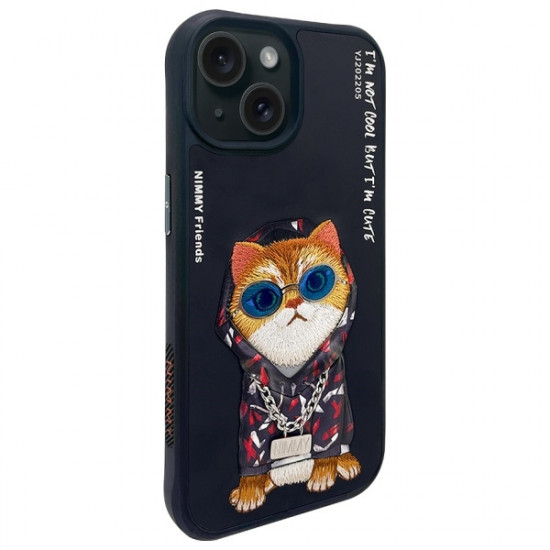 Nimmy case iPhone 15 6.1" black/black Glasses Cool Cat