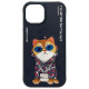 Nimmy case iPhone 15 6.1" black/black Glasses Cool Cat