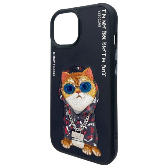 Nimmy case iPhone 15 6.1" black/black Glasses Cool Cat