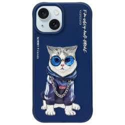 Nimmy case iPhone 15 6.1" blue/blue Glasses Cool Cat