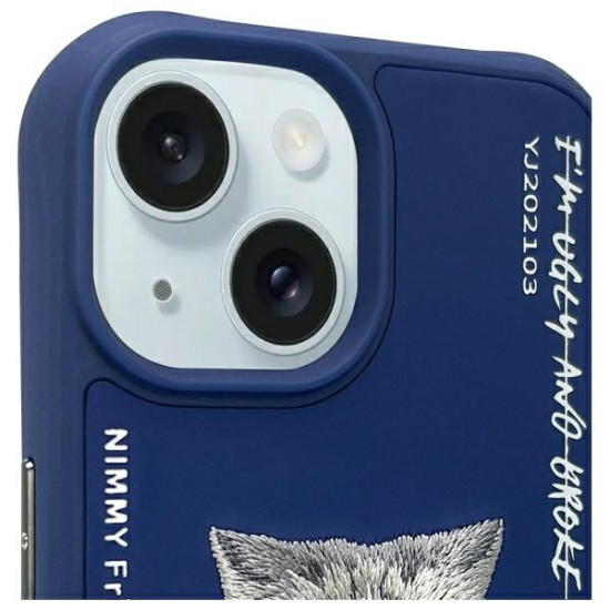 Nimmy case iPhone 15 6.1" blue/blue Glasses Cool Cat