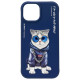Nimmy case iPhone 15 6.1" blue/blue Glasses Cool Cat