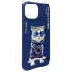 Nimmy case iPhone 15 6.1" blue/blue Glasses Cool Cat
