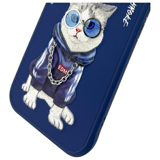 Nimmy case iPhone 15 6.1" blue/blue Glasses Cool Cat