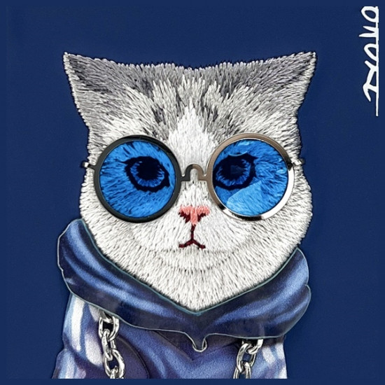 Nimmy case iPhone 15 6.1" blue/blue Glasses Cool Cat