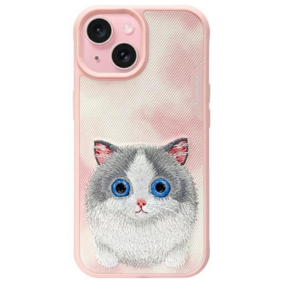Nimmy Case iPhone 15 6.1" pink Big Eyed Pet 2.0 Cat