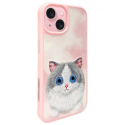Nimmy Case iPhone 15 6.1" pink Big Eyed Pet 2.0 Cat