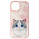 Nimmy Case iPhone 15 6.1" pink Big Eyed Pet 2.0 Cat