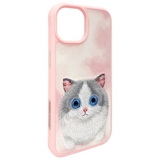 Nimmy Case iPhone 15 6.1" pink Big Eyed Pet 2.0 Cat