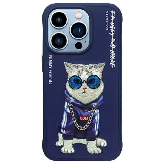 Nimmy iPhone 15 Pro 6.1" Case Blue/Blue Glasses Cool Cat