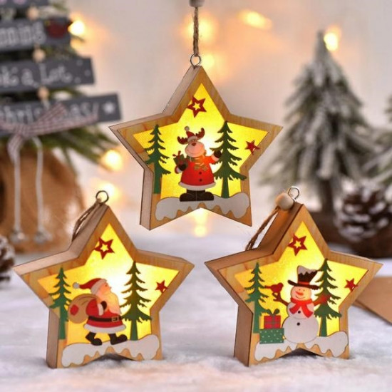 Wooden Santa Claus Christmas Lamp - Christmas