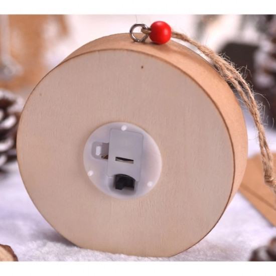 Wooden Christmas Lamp - Leprechaun and House - Round