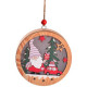 Wooden Christmas Lamp - Leprechaun and Car - Round
