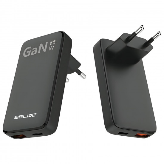 Beline Charger 1x USB-C + 1x USB 65W black (head only) PD 3.0 + QC 3.0 BLN2CW65