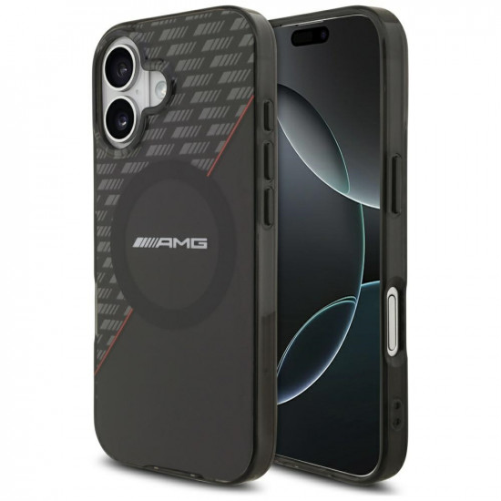Case AMG Double Layer Transparent Rhombs MagSafe for iPhone 17 black-red Case AMG Double Layer Transparent Rhombs MagSafe for iPhone 17 black-red