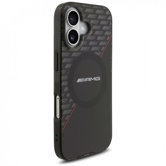 Case AMG Double Layer Transparent Rhombs MagSafe for iPhone 17 black-red Case AMG Double Layer Transparent Rhombs MagSafe for iPhone 17 black-red