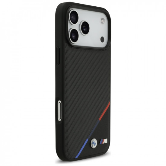 Case BMW M Carbon Tricolor Line MagSafe for iPhone 17 Pro Max black