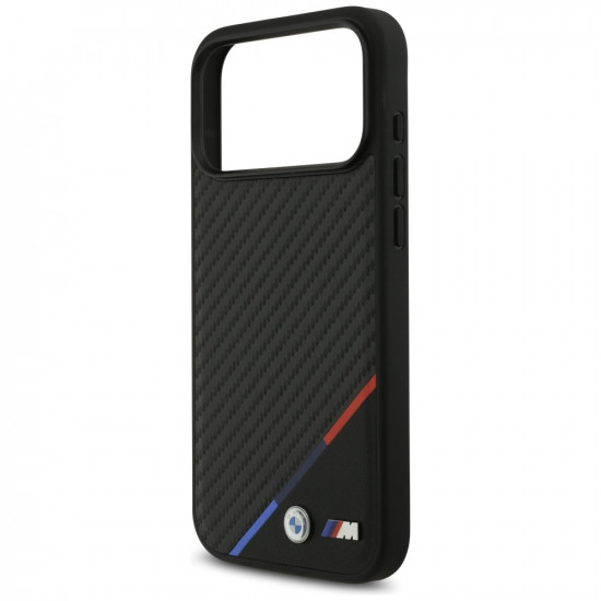 Case BMW M Carbon Tricolor Line MagSafe for iPhone 17 Pro Max black
