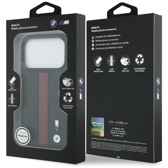 Case BMW M Perforated Stripe Logo MagSafe for iPhone 17 Pro red