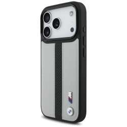 Case BMW M Perforated Stripe Logo MagSafe for iPhone 17 Pro gray