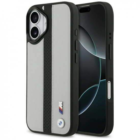 Case BMW M Perforated Stripe Logo MagSafe for iPhone 17 gray Case BMW M Perforated Stripe Logo MagSafe for iPhone 17 gray