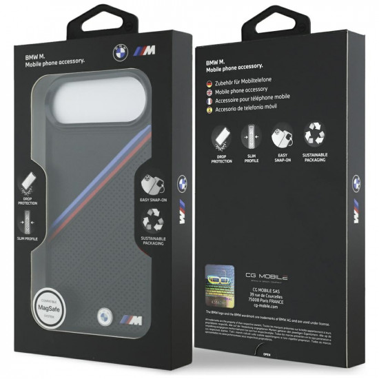 BMW M Tricolor Metal Logo MagSafe Case for iPhone 17 Air Black