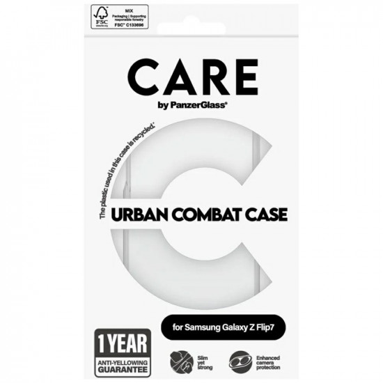 CARE by PanzerGlass Flagship Urban Combat Case for Samsung Galaxy Z Flip7 transparent