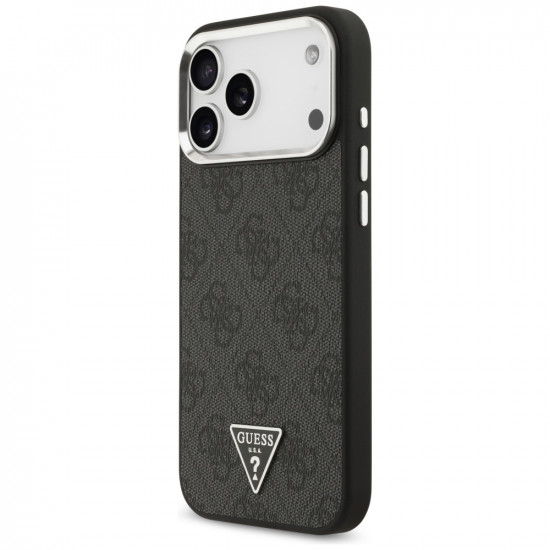 Case Guess 4G Triangle Logo MagSafe for iPhone 17 Pro Max black silver Case Guess 4G Triangle Logo MagSafe for iPhone 17 Pro Max black silver