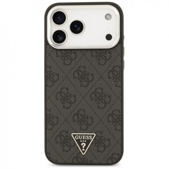 Case Guess 4G Triangle Logo MagSafe for iPhone 17 Pro Max black silver Case Guess 4G Triangle Logo MagSafe for iPhone 17 Pro Max black silver