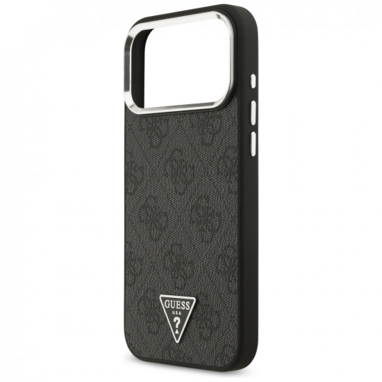 Case Guess 4G Triangle Logo MagSafe for iPhone 17 Pro Max black silver Case Guess 4G Triangle Logo MagSafe for iPhone 17 Pro Max black silver
