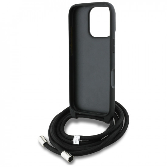 Case Karl Lagerfeld Crossbody Grained Pattern &amp; Logo for iPhone 16 Pro gray