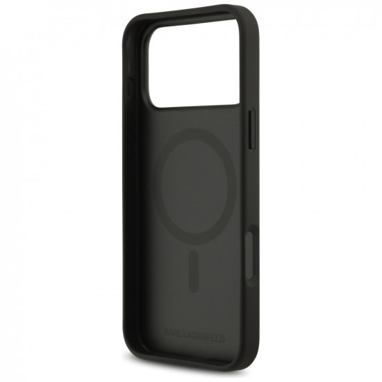 Karl Lagerfeld Grained Pattern &amp; Logo MagSafe Case for iPhone 17 Pro Max Black