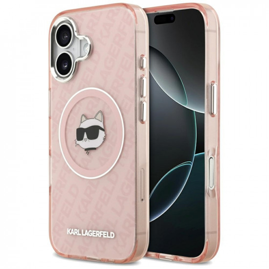 Case Karl Lagerfeld IML Choupette Head Logo MagSafe for iPhone 17 pink