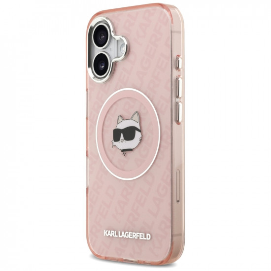 Case Karl Lagerfeld IML Choupette Head Logo MagSafe for iPhone 17 pink