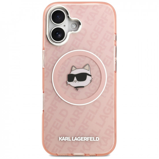 Case Karl Lagerfeld IML Choupette Head Logo MagSafe for iPhone 17 pink
