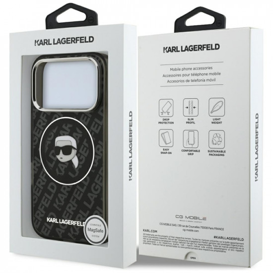 Case Karl Lagerfeld IML Karl Head Logo MagSafe for iPhone 17 Pro Max black