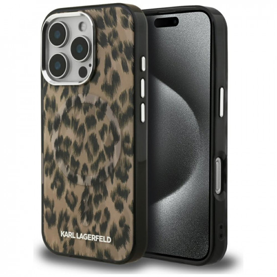 Case Karl Lagerfeld IML Leopard Pattern MagSafe for iPhone 16 Pro Max brown
