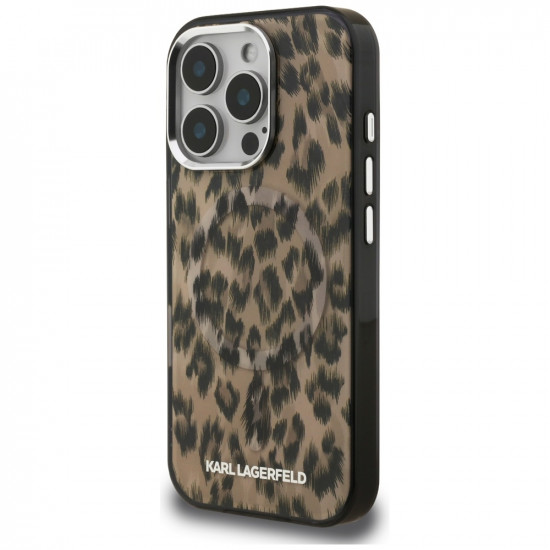 Case Karl Lagerfeld IML Leopard Pattern MagSafe for iPhone 16 Pro Max brown