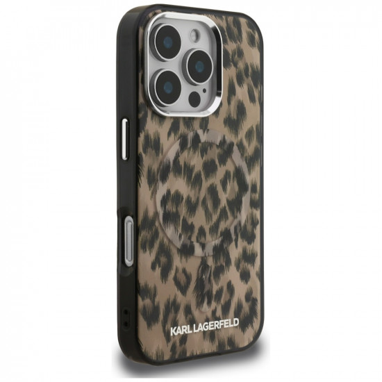 Case Karl Lagerfeld IML Leopard Pattern MagSafe for iPhone 16 Pro Max brown