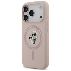 Karl Lagerfeld Silicone Karl&amp;Choupette Ring MagSafe Case for iPhone 17 Pro Pink