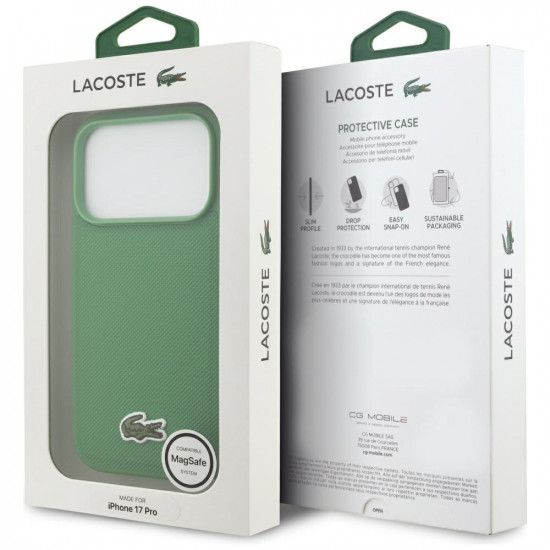 Lacoste Iconic Petit Pique Woven Logo MagSafe Case for iPhone 17 Pro Green Lacoste Iconic Petit Pique Woven Logo MagSafe Case for iPhone 17 Pro Green