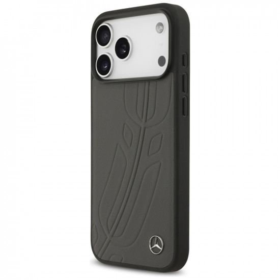 Case Mercedes Leather Large Laurel Leave MagSafe for iPhone 17 Pro Max anthracite