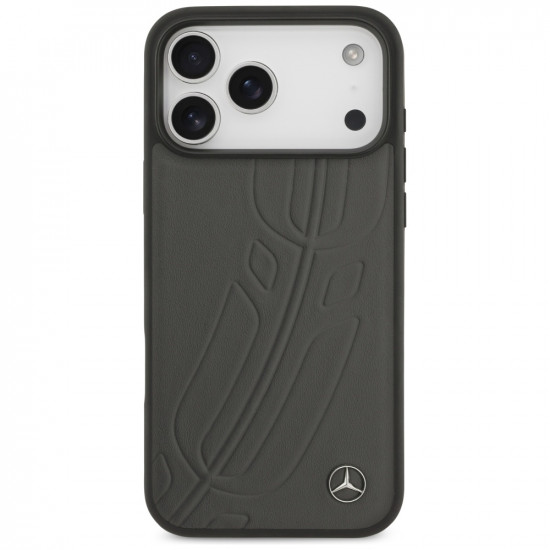 Case Mercedes Leather Large Laurel Leave MagSafe for iPhone 17 Pro Max anthracite