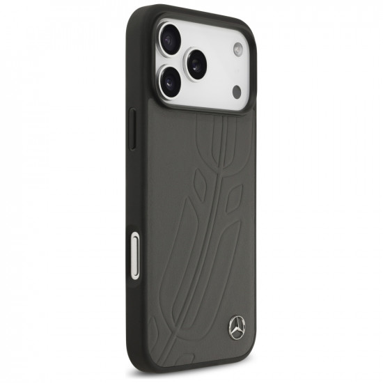 Case Mercedes Leather Large Laurel Leave MagSafe for iPhone 17 Pro Max anthracite